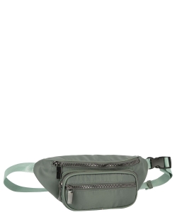 Uni Sex 3-Zippers Nylon Waist Bag GLMA-0110 GRAY